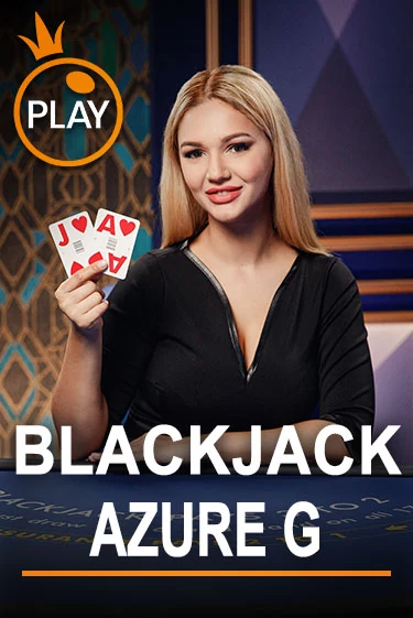 Live blackjack table tile with a dealer holding two cards