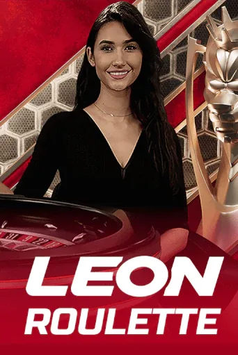 Live roulette tile branded LEON with a croupier at a red wheel