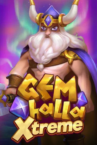 Pokie tile with a horned viking warrior against violet northern lights