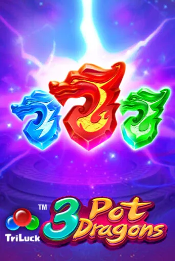 Pokie tile with three carved dragon heads in red, blue and green