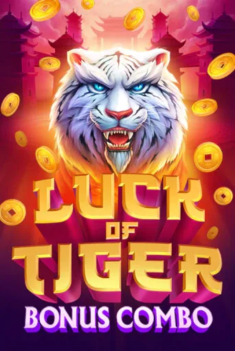 Pokie tile with a white tiger surrounded by falling gold coins